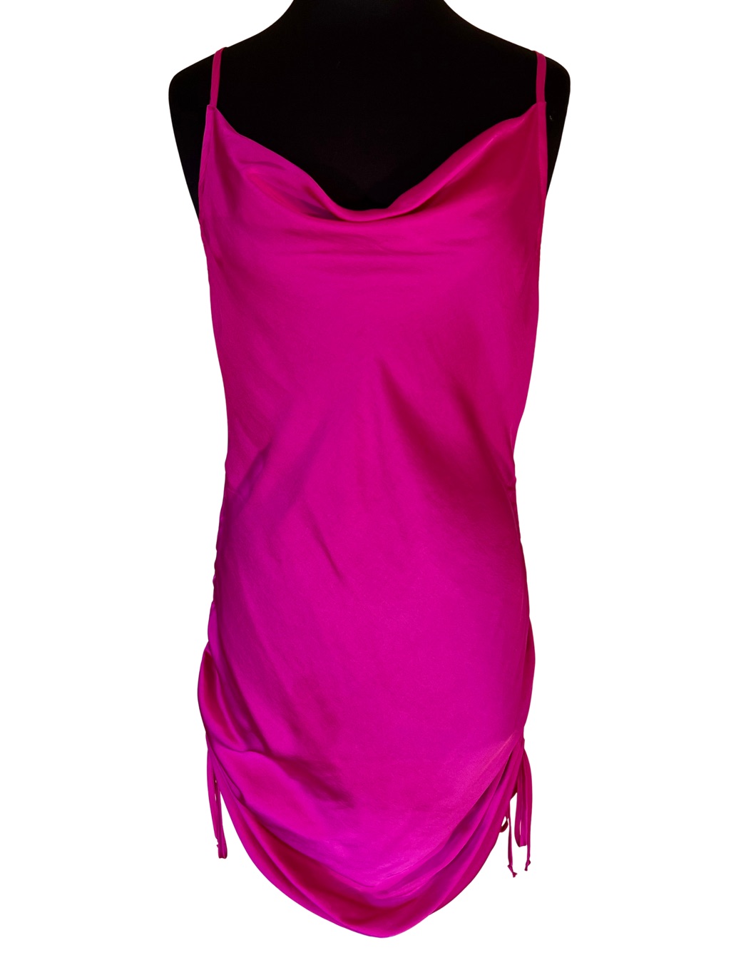 1. State Fuchsia Ruched Adjustable Mini Slip Dress